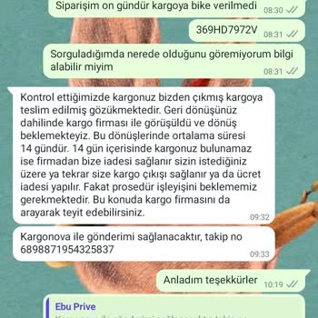 Nova Kargo EBU Prive'dan Aldığım Ürün 17 Gündür Elime Ulaşmadı