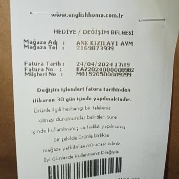 English Home Ürün Değişim Sorunu