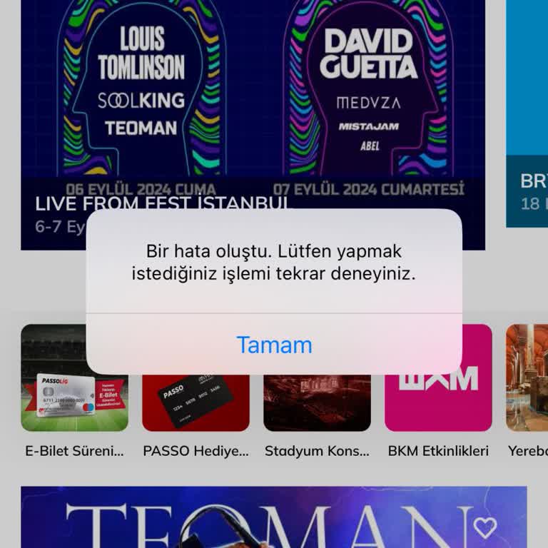 Passolig Passo Mobil Uygulama "bir Sorun Oluştu"