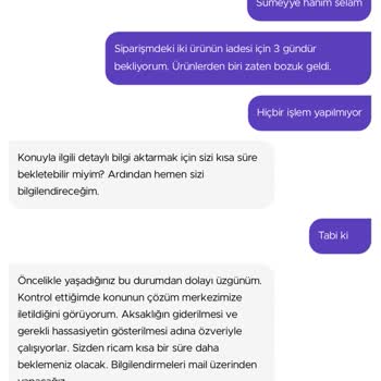 Getir Ayıplı (bozuk) Malın İadesini Almıyorlar