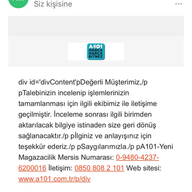 A101 Teslim Alınmayan Ürünün Bedeli Ödendi!
