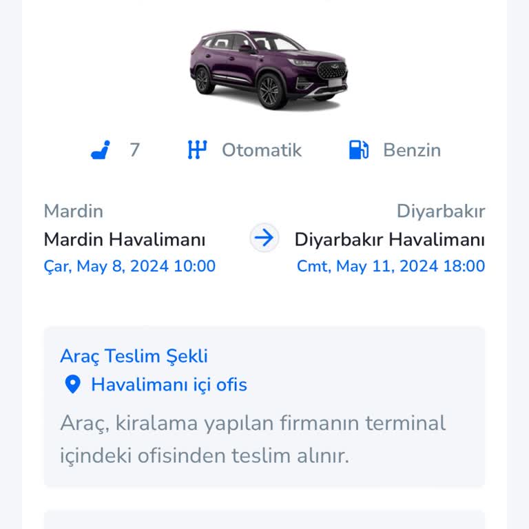Yolcu 360 6 Kişilik Araç Kiraladık 5 Kişilik Araç Verdi.