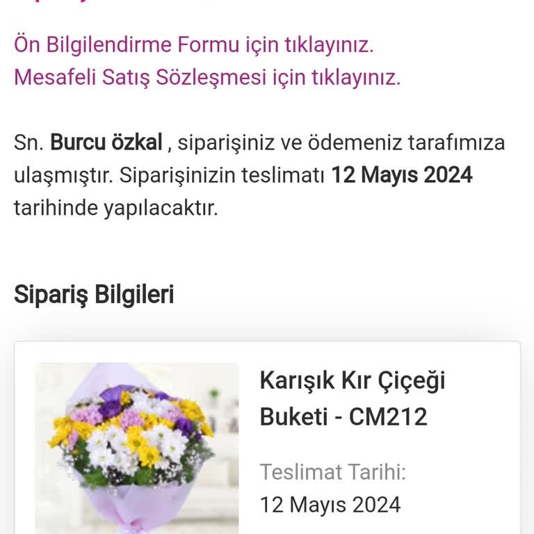 Çiçek Marketi Teslim Edilmeyen Siparişim