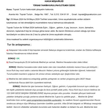 Toprak Turizm (İstanbul) Toprak TURİZM'İ Şikayetim