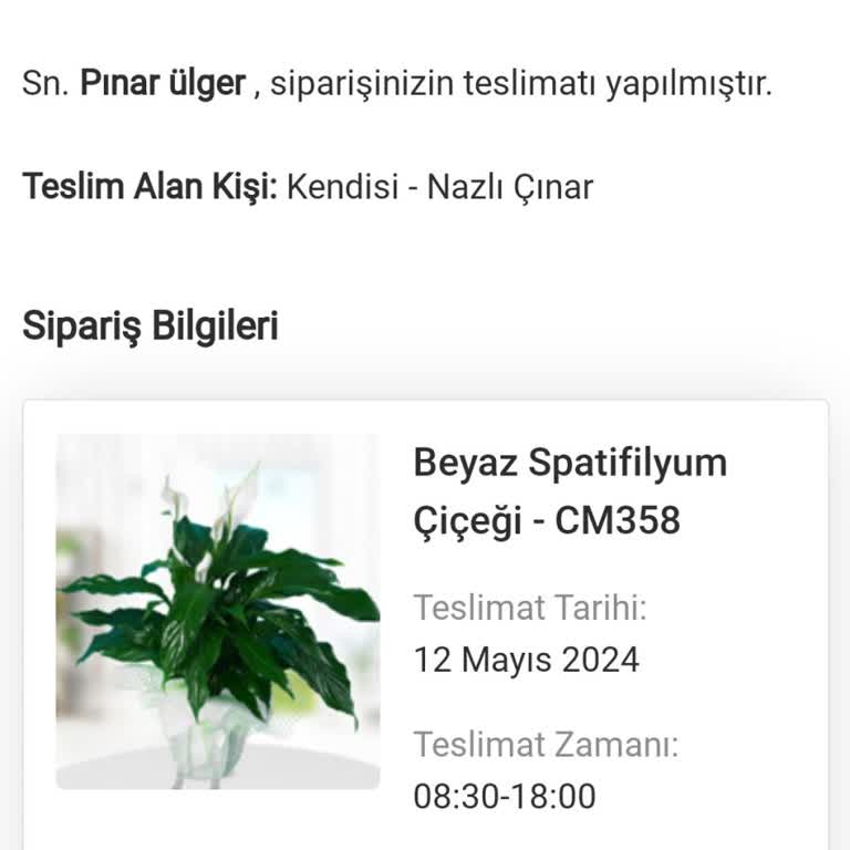 Çiçek Market Anneler Günü Siparişi