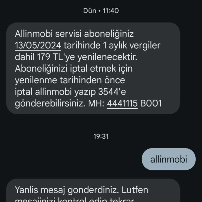 Allinmobi Servis Abonelik Ücreti