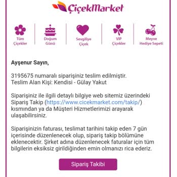 Çiçek Market Çiçek Teslim Edilmedi