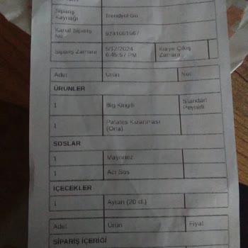 Burger King Çamçeşme Şubesi Siparişimi Göndermedi