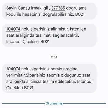 İstanbul Çiçekleri Hediye Çiçeğim Teslim Edilmediği Halde Teslim Edildi Gözüküyor
