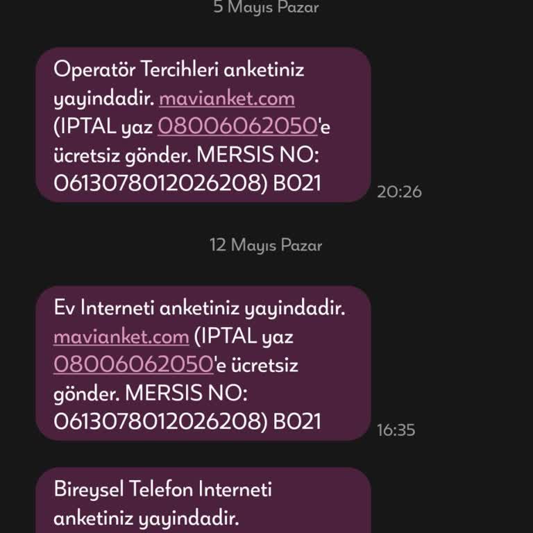 Mavi Anket Sürekli Mesaj Geliyor
