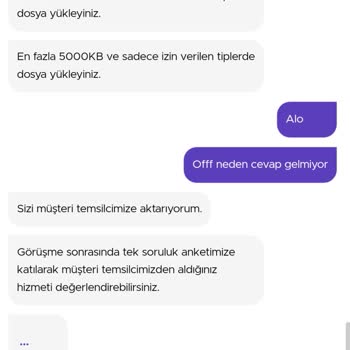 Getir Canlı Destek, Destek Olmadı
