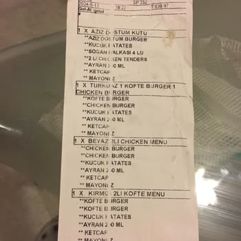 Tuzla Marina Saloon Burger Eksik Sipariş