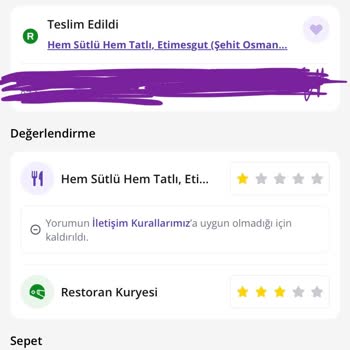 Getir Yemek İade Yapmaması