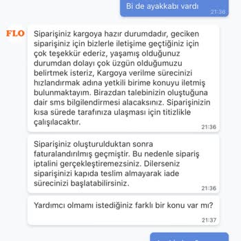 FLO Ayakkabı FLO Sipariş İptal Edilemezmiş!?