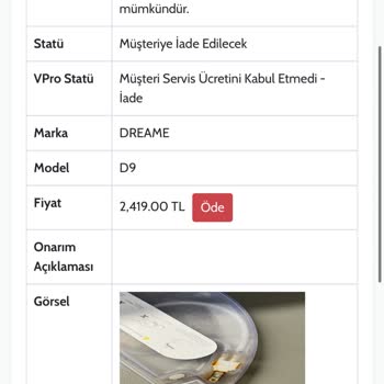 Dreame D9 - Oyunu Servis Sorunu