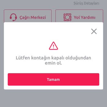 TikTak Kirala Kiralık Araçta Kontak Kapalı Hatası Ve Fazla Ücret Problemi