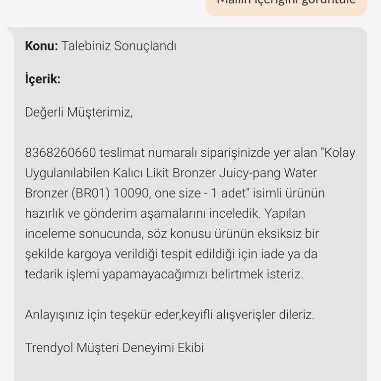 Trendyol Eksik Ürün Gönderimi