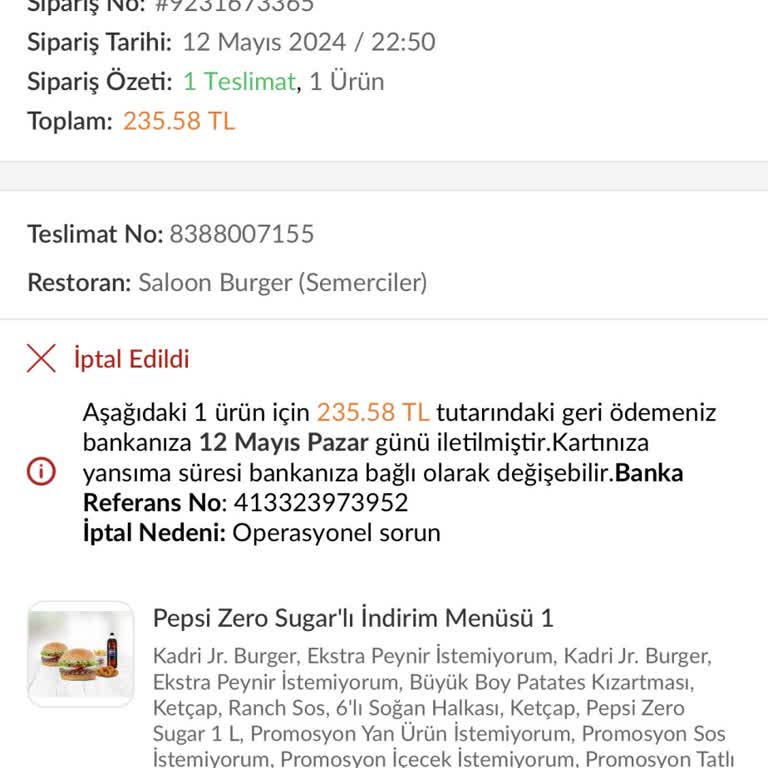 Saloon Burger Sakarya Adapazarı Semerciler Maalesef Çok Kötü