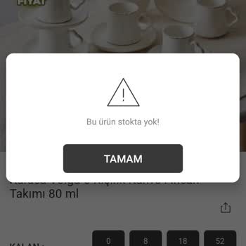 Karaca Züccaciye Volga Kahve Fincanı Stokta Göründüğü Halde Satışı Yok