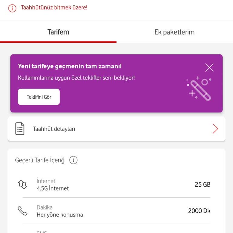 Vodafone Tarife 2. Dönem Fiyatı Farkı