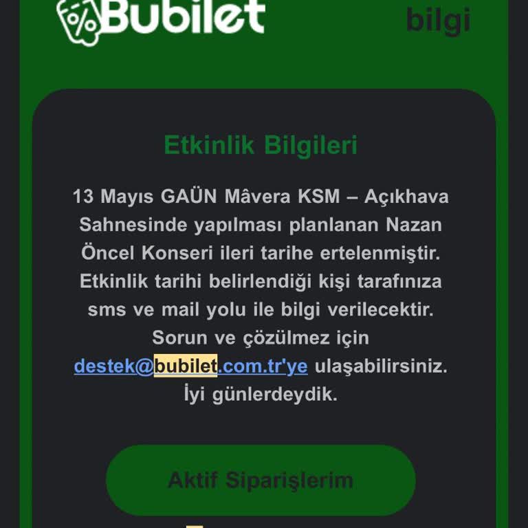 Bubilet Gaziantep Konserler İptal Oluyor!