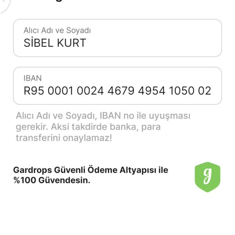 Gardrops IBAN Ekleme Hatası