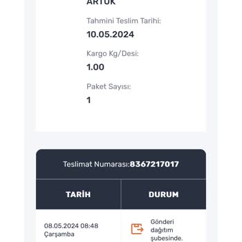 Dağıtıma Çıkmayan Kargo Aras Kargo