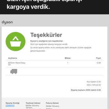 Dyson Göndereceğim Dediği Parçayı Göndermedi