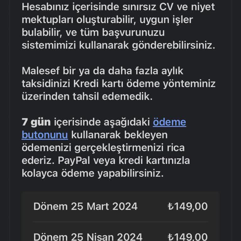 CV Maker Abone Olmadığım Halde Bana Borç Çıkartıyor