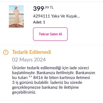 Pazarama Yapılmayan Ücret İadesi