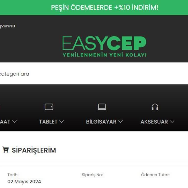 EasyCep Siparişi 10 Gündür Göndermemesi