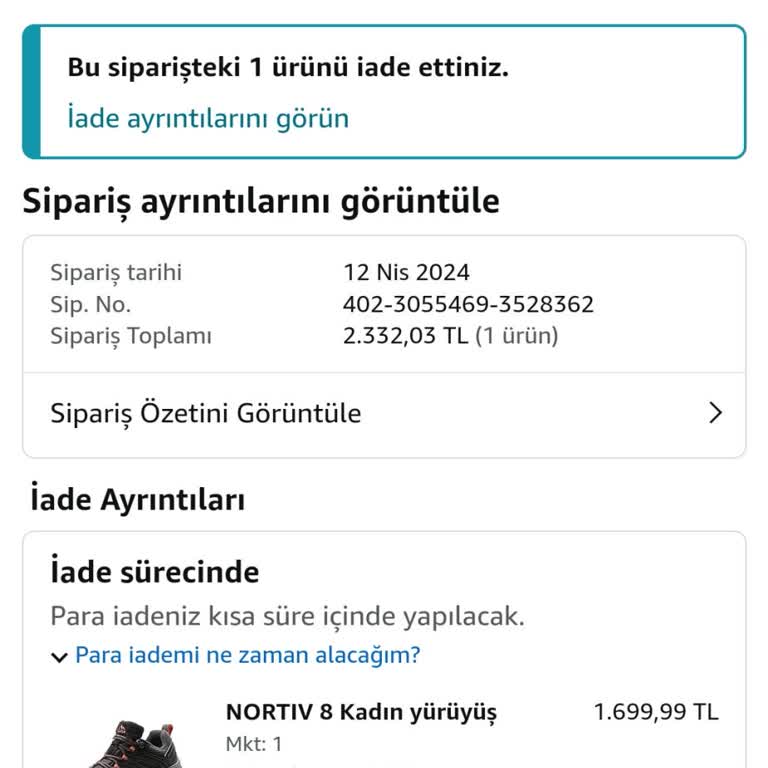 Amazon Paramı İade Etmiyor