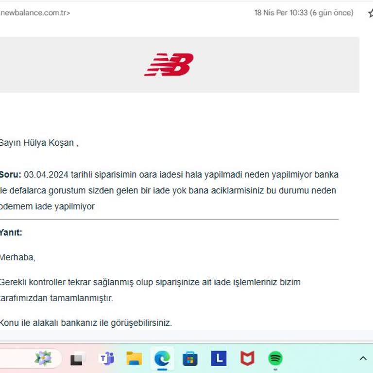 New Balance Ödeme Yapmıyor Şikayetçiyim