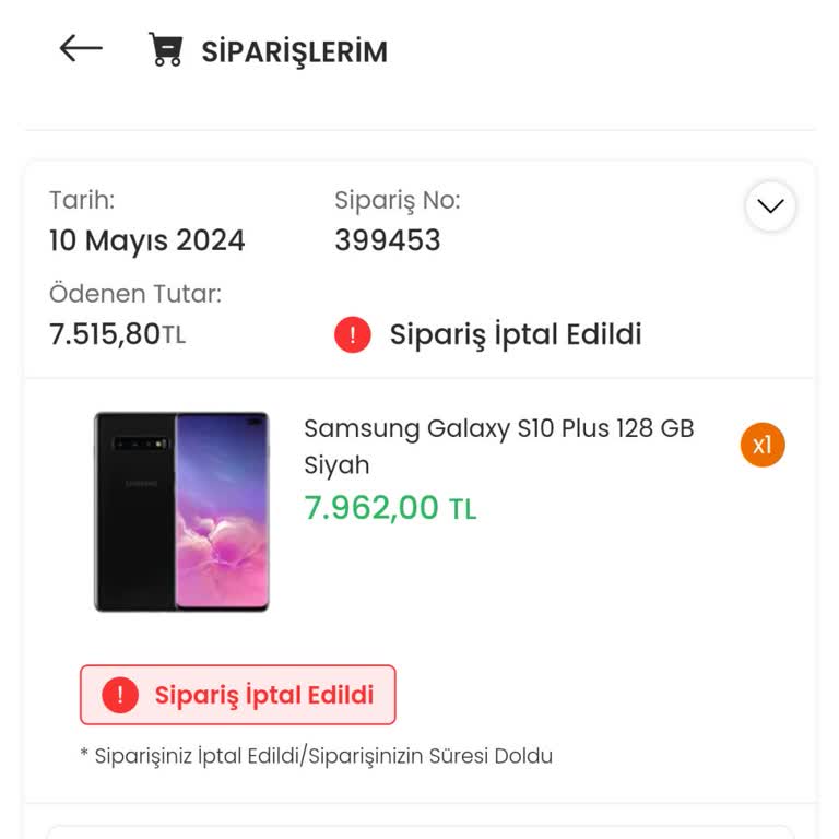 Sipariş İptali EasyCep S10 Plus Telefon