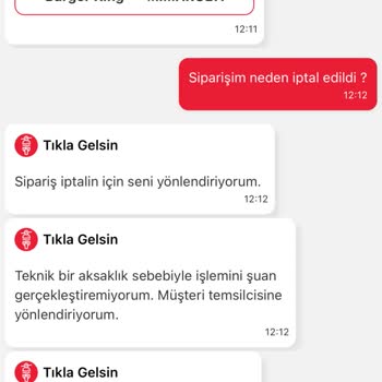 Tıkla Gelsin Burger King Kafasına Göre Sipariş İptali