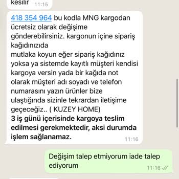 Koltuk.sandalye.kiliflarim (Instagram) "koltuk. Sandalye. Kiliflarim" Sayfası Para İadesi Yapmadı
