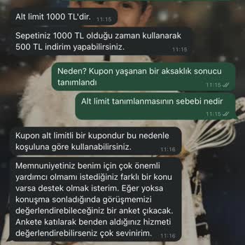 Modanisa Mindestbetrag bei Gutschein nach fehlerhafter Lieferung