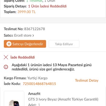 Amazfit Trendyol Firmasından Sipariş Verilen Saat Hk