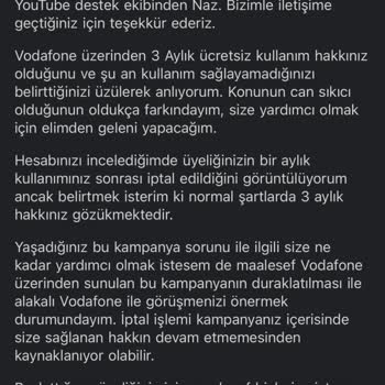 Vodafone Youtube.com Premium Mağduriyeti