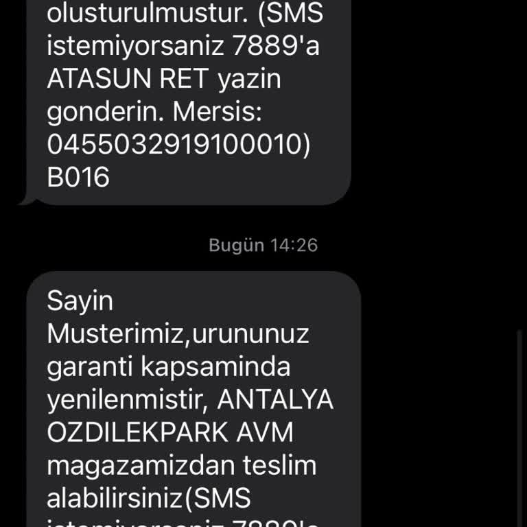 Atasun Optik İade Değişim Sorunlu Model