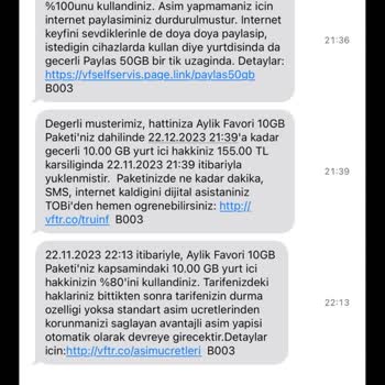 Vodafone'da Hızla Biten Ek İnternet Paketi Ve 5 Aydır Dönüş Olmaması!