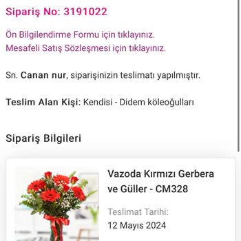 Çiçek Market Siparişim Teslim Edilmediği Halde Edildi Gösterildi