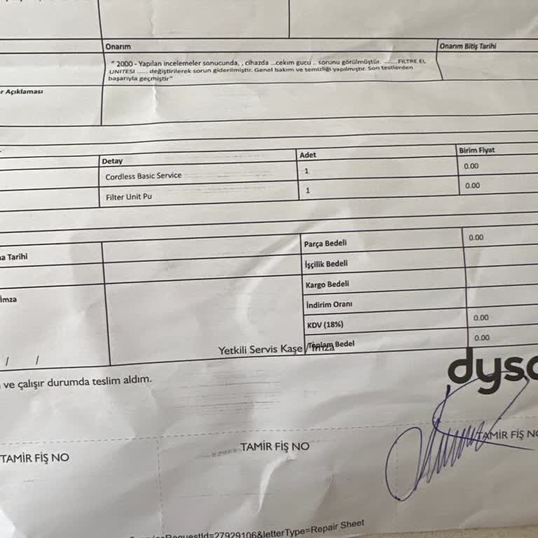 Dyson Kablosuz Süpürge Şikayet Değişim