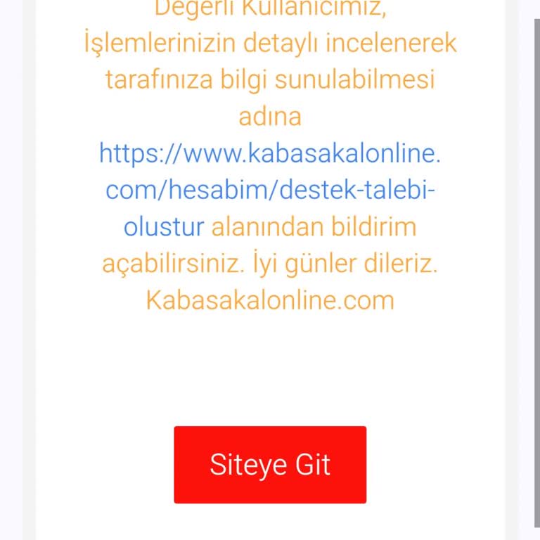 Kabasakal Online Ödeme Yaptım Siparişi Alamadım