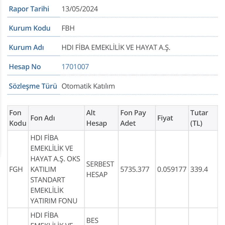 HDI Fibaemeklilik Fiba BES İptali