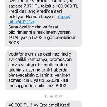 Vodafone Yanıltıcı Reklam Mesajları İle Mağdur Ediyor.