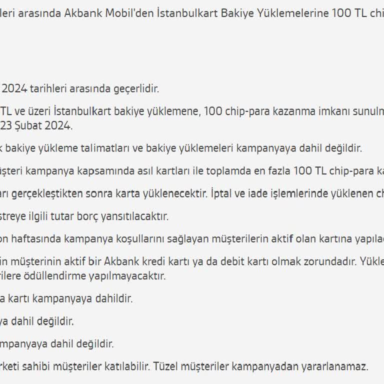 Akbank İstanbul Kart Bakiye Yüklemeye 100 TL Chip Para Yatırmadı