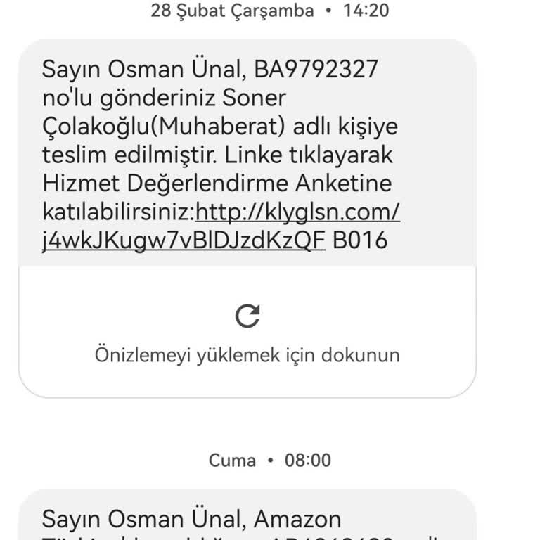 Amazon Firması Gönderimi Teslim Etmeden İptal Etti.