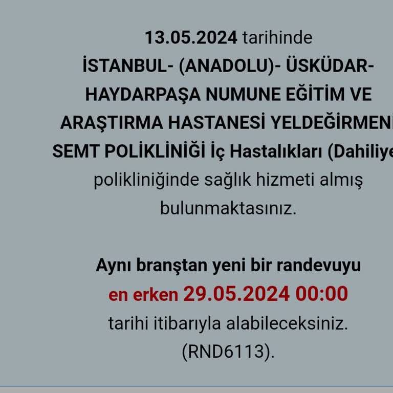 MHRS - 182 Aynı Branştan Randevu Alamama