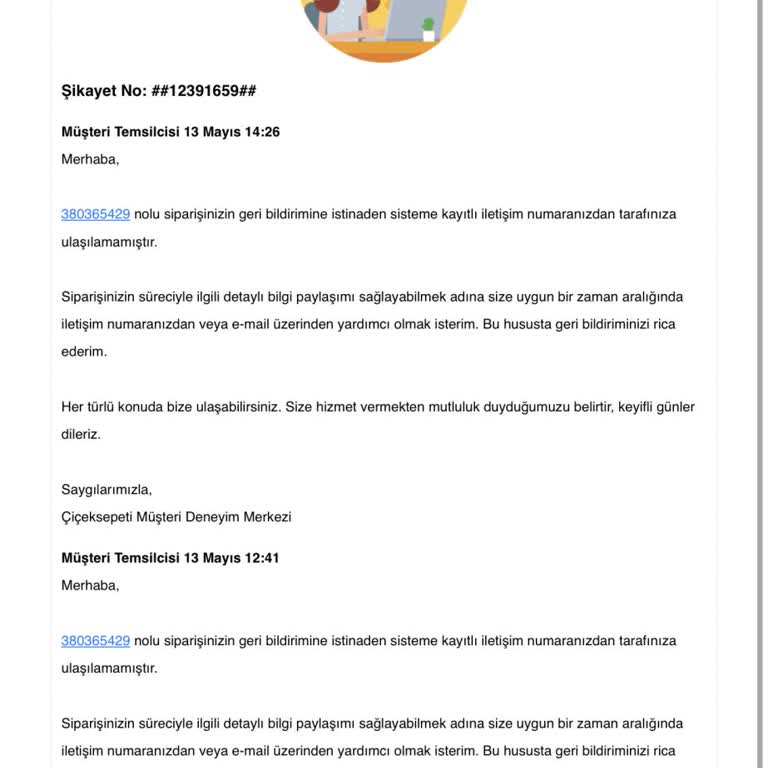 Çiçek Sepeti Teslim Edilmeyen Sipariş!